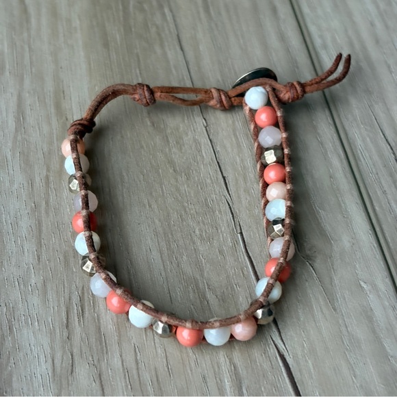 Chan Luu Beaded Leather Wrap Bracelet Pink Boho Artisan Jewelry Designer Women - Picture 6 of 7